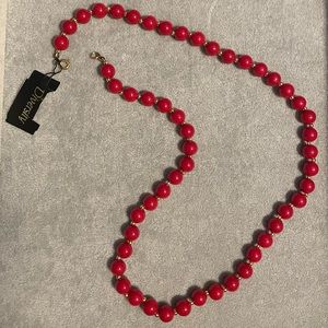 Vintage Red and Gold tone bead necklace.